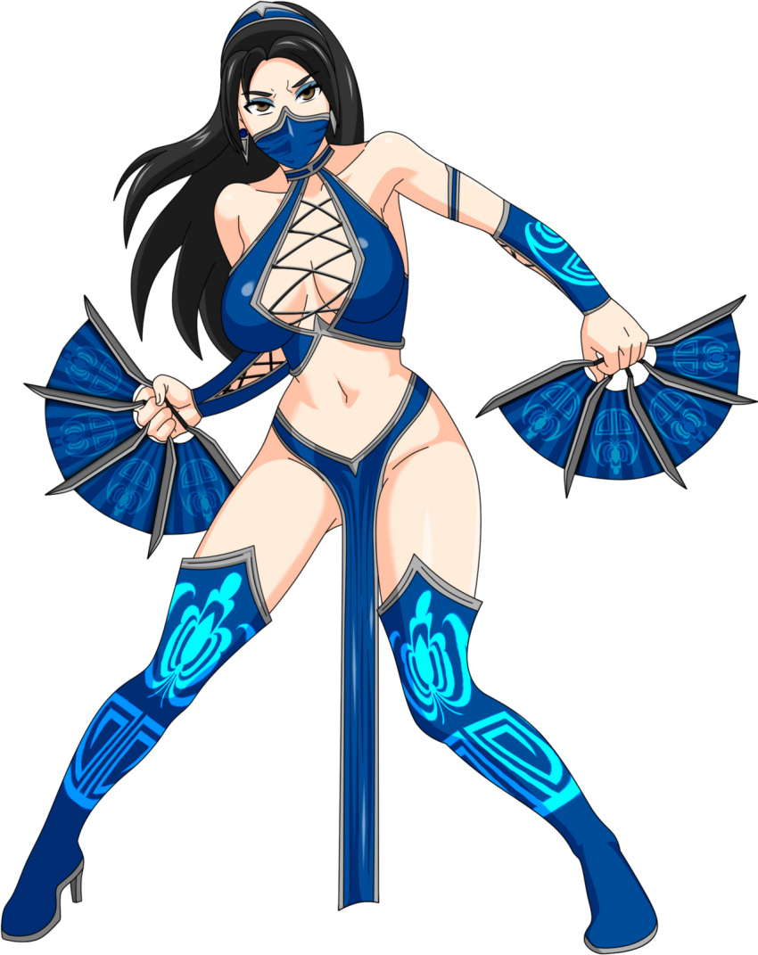 1girl 诱人的 大胸 黑发 棕色眼睛 乳沟 粉丝_(武器) Kitana luffysan9 mortal_kombat_4 mortal_kombat_armgeddon mortal_kombat_deadly_alliance mortal_kombat_deception mortal_kombat_ii Ultimate_mortal_kombat_3