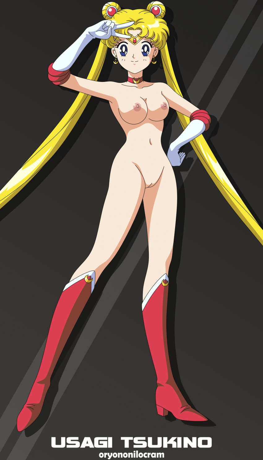 1girl 准确的艺术风格 诱人的臂装 bishoujo_senshi_sailor_moon 金发女郎 金发女郎 头发 靴子 乳房 休闲服装 暴露躯干 女性专用 鞋类 手服 人类 innie_pussy 膝盖靴子 裤袜 长靴子 长发 大部分_裸体 领带 乳头 裸体 裸体_女性 oryononilocram 苍白皮肤 猫 红色_靴子 sailor_moon 独奏_女性 usagi_tsukino