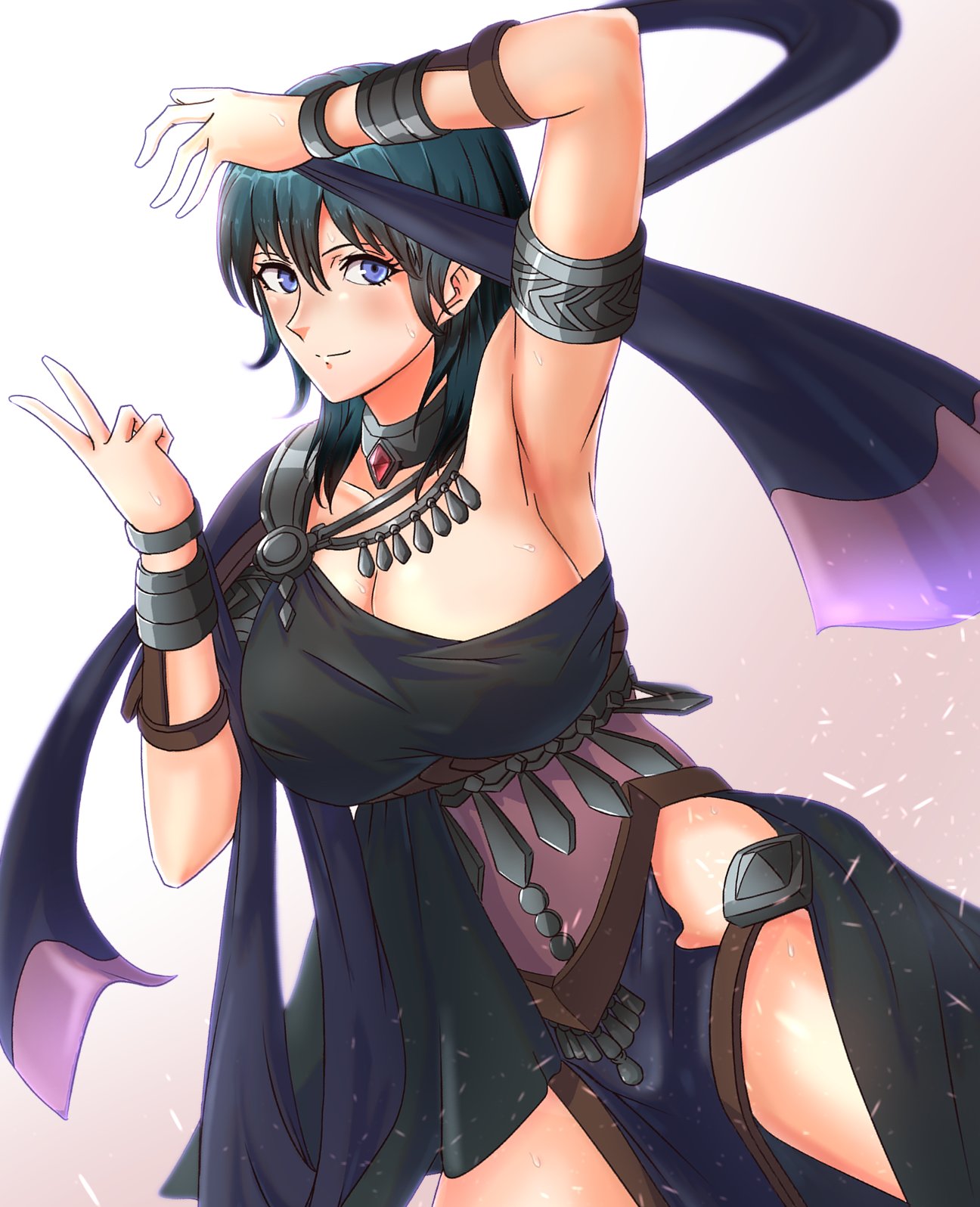 1girl 1girl 1girl 诱人的altern_costume big_breasts blue_eyes chests byleth_(fire_emblem) byleth_(fire_emblem)_(female) dancer dancer_(third_houses) dancer dancer_(third_houses) dancefemale_only fire_emblem fire_emblem:_ Three_houses nintendoficial_alternate_costume teal_hair to_(tototo_tk)