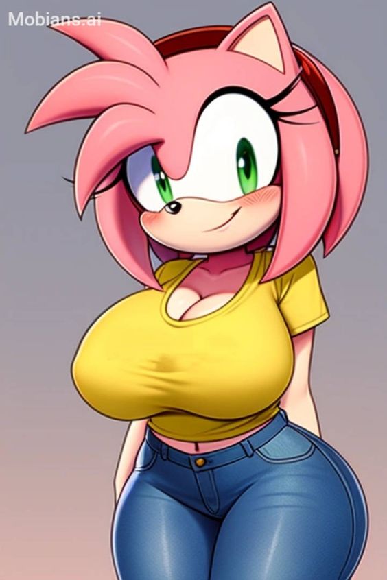 1girl ai_generate amy_rose anthro anthro_only big_ass big_breasts 乳房 Female_only 梯度_背景 green_eyes mobians.ai sega simple_background sonic_the_hedgehog_（系列）