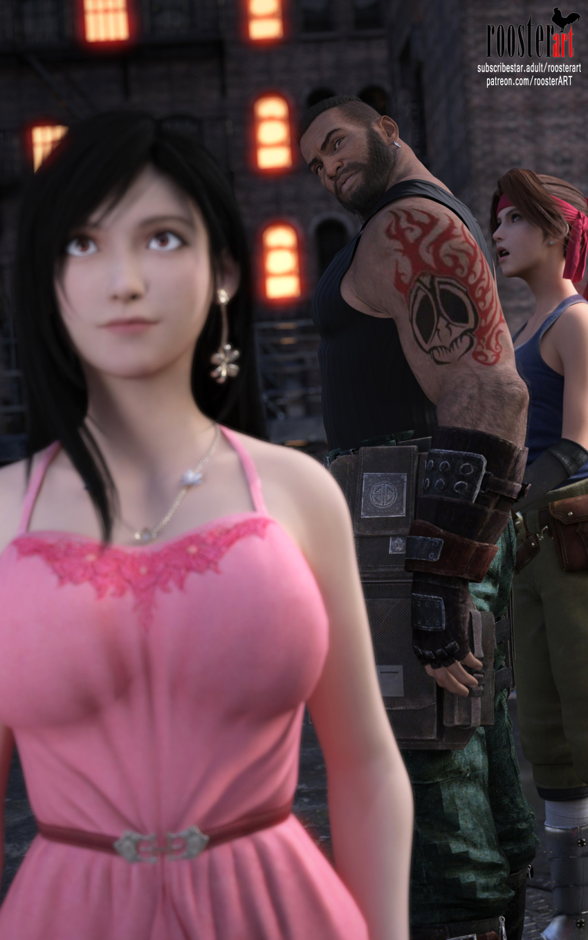 10:16 3d 3d_(artwork) 4k arm_tattoo bandana barret_wallace black_hair Brown_hair city Cloted_female Clod_male dark-skinned dark-skinned_male dark_hair dark_skin dress 耳环final_fantasy Final_fantasy_vii Final_fantasy_vii_remake Fingerless_gloves滑稽手套嫉妒jessie_rasberry浅肤色浅肤色_女性浅_皮肤长_头发看着_另一个看着_屁股看着_up meme在patreon之外patreon_username Pink_dress red_bandana roosterart sfw subscribestar subscribestar_username 背心纹身 tifa tifa_lockhart video_game video_game_character video_game_franchise 行走 Walking_towards_viewer