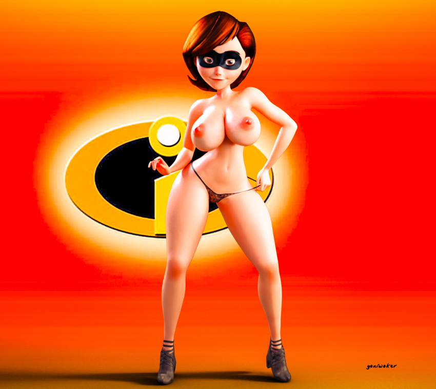 大乳房 直立乳头 海伦帕尔 面具 the_incredibles 大腿 丁字裤