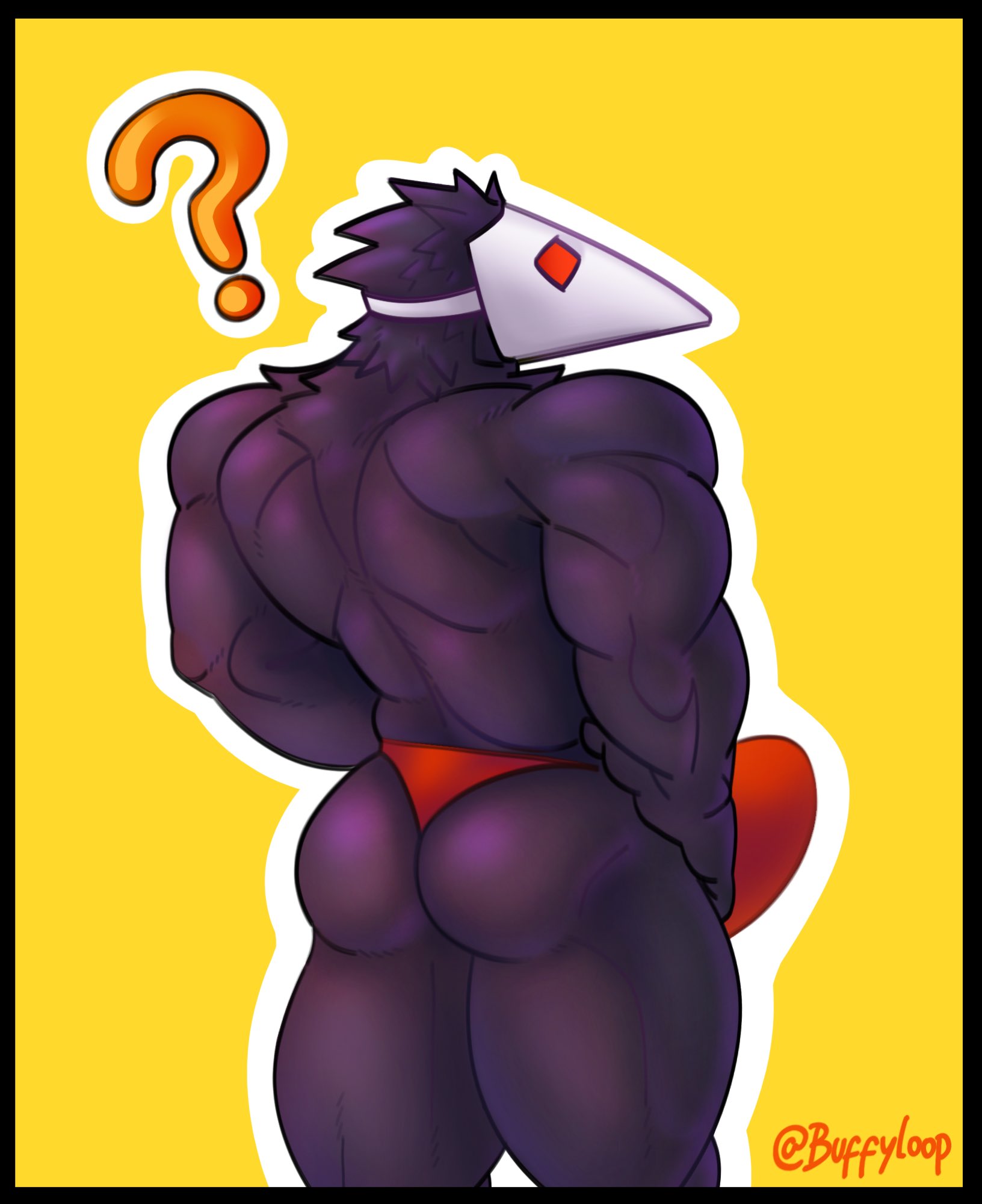 1boy 2020s 2021 2d 2d_（艺术品）？ ternate_version_available anthro anthro_only Artist_name ass avian bara black_body black_border black_fur buffyloop bulge darkner deltarune deltarune_chapter_2 digital_media_(artwork) 毛茸茸的男性male_anthromale_only肌肉肌肉发达muscular_anthro muscular_male Question_mark red_eyes red_underwear闪亮闪亮_屁股闪亮_皮肤simple_backgroundsolo_anthrosolo_male swatchling swatchling_ （deltarune）third-party_source 丁字裤裸照topless_anthro topless_male undertale_（系列）内衣 video_game_character video_games yaoi