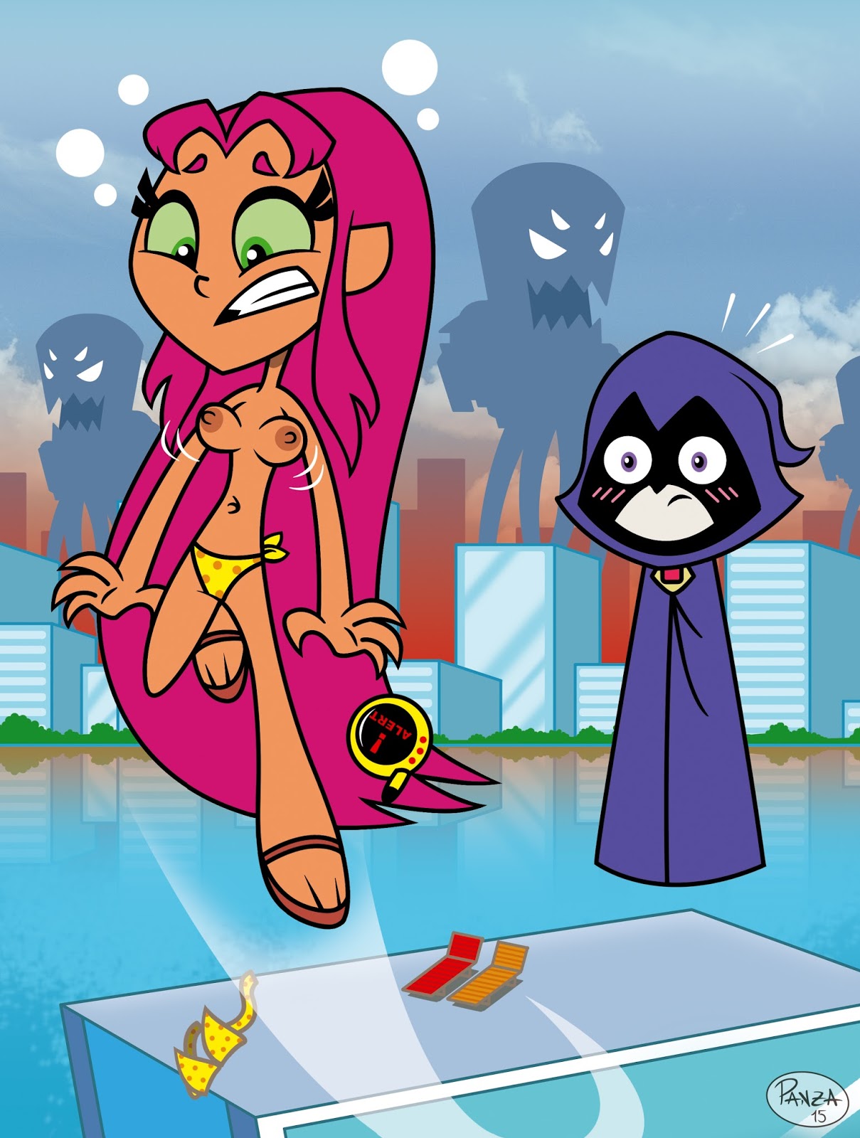 1girl 2015 2_girls Artist_request 比基尼 bikini_malfunction dc_comics 尴尬 embarrassed_nude_female enf Female_only ilpanza 乳头 年长 old_female rachel_roth raven_(dc) 星火 tamaranean teen_titans teen_titans_go衣柜_malfunction young_adult young_adult_female young_adult_woman