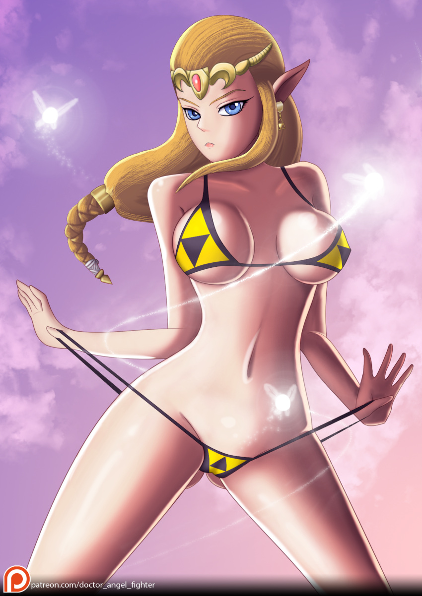 1girl诱人的big_breasts bikini black_bikini blonde_hair blue_eyes辫子乳房乳房fairy high_res long_hair lougd_at_at_at_at_viewer navel navi navi navi navi navi navi navi navi navi navi navi_（the_legend_of_zelda） ：_ocarina_of_time twin_braids zelc-face