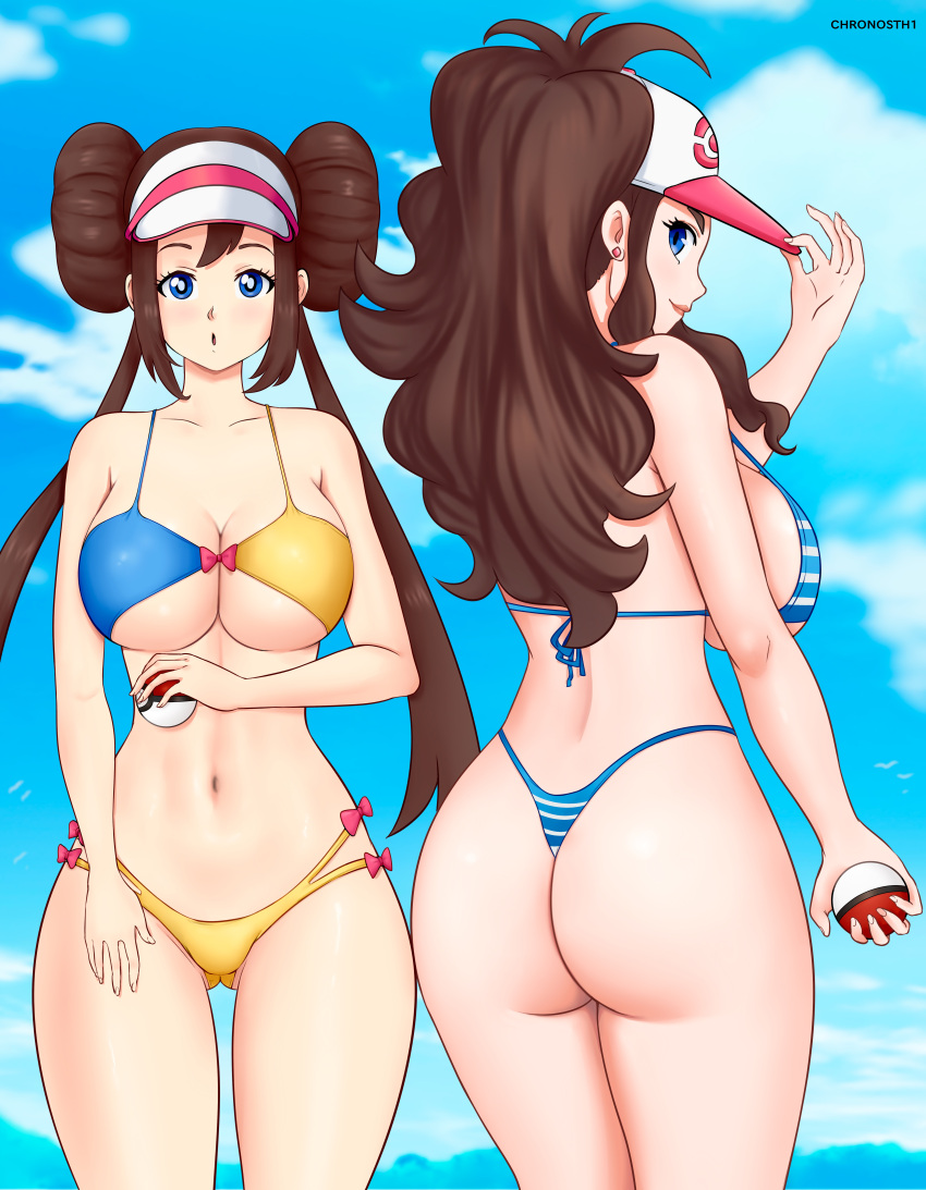 2_girls 诱人的 bare_legs big_breasts 比基尼 black_hair blue_eyes blue_sky Brown_hair 乳沟 deviantart fanbox_reward 口香糖 口香糖 mudroad 希尔达 hilda_(pokemon) mei_(pokemon) 任天堂 patreon 宠物小精灵 pokemon_(anime) pokemon_bw pokemon_bw2 rosa rosa_(pokemon) touko touko_(poke周一）