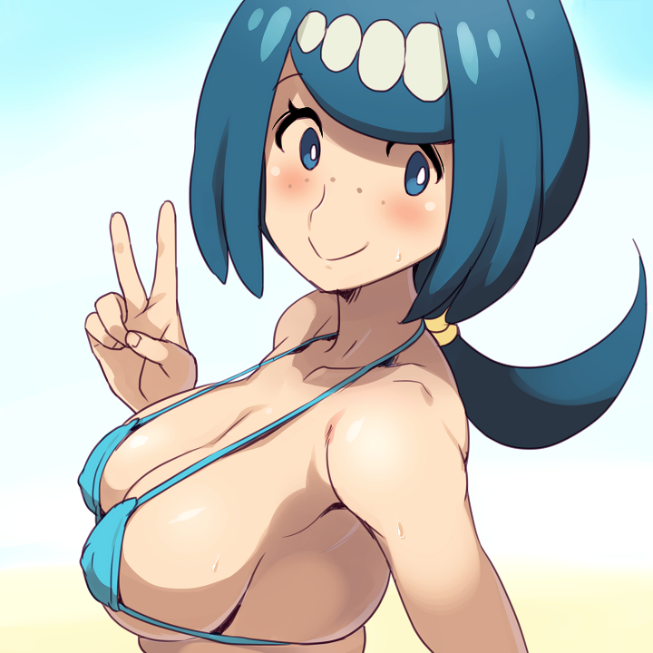 1girl 1girl 1girl Anime_milf 腋窝 bare_shoulders big_breasts big_breasts 比基尼 blue_eyes blue_hair 腮红 乳房 衣服 Clothing_female e_keroron 睫毛 Female_focus Female_only human human_only lana's_mother_(pokemon) long_hairlooking_at_viewer 成熟 成熟女熟女 mob_face 宠物小精灵 pokemon_sm 马尾辫 sideboob 微笑 solo_female alone_focus sui ren's_mother_(pokemon) 汗水 tagme v video_game_franchise