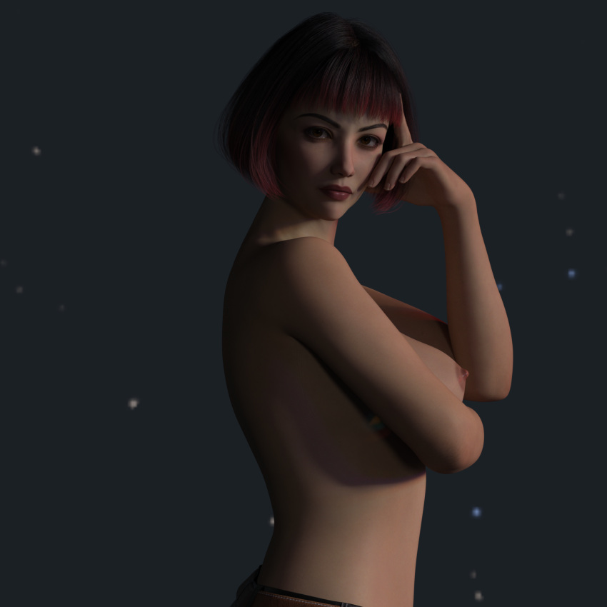 black-kat-3d-studio 乳房头发 alone_female