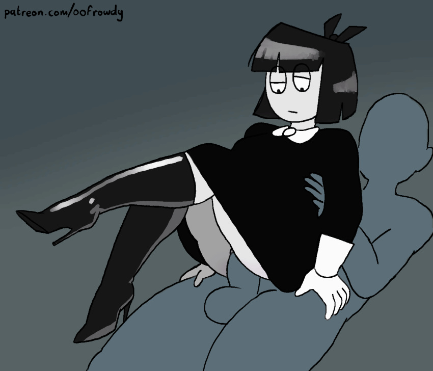 1boy 1girl Adult_swim anal anal_sex Creepy_susie gif goth goth_girl high_heel_boots 抱着 sat_on_lap the_oblongs