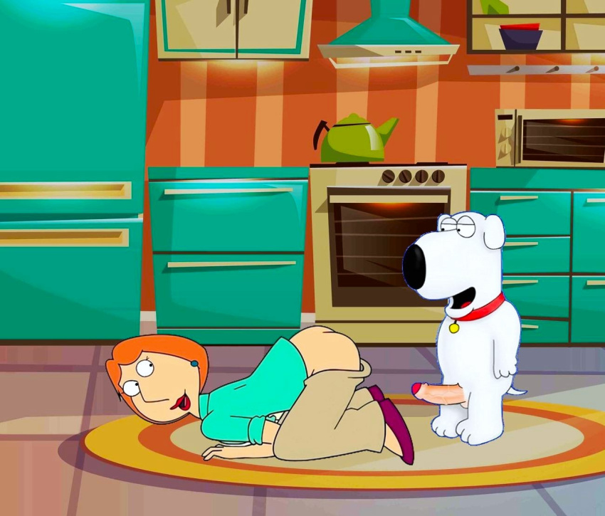 屁股 性交前 brian_griffin 小狗姿势 直立_阴茎 family_guy 巨大的阴茎 lois_griffin panties_down