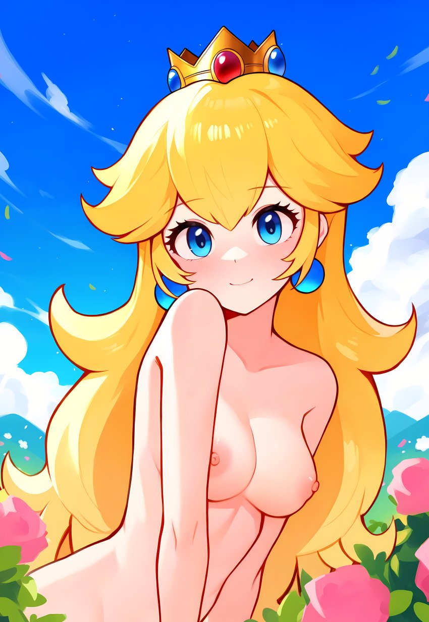 1female 1girl 1girl 1girls ai_generate 金发女郎 头发 blue_eyes 乳房 云 Completely_naked_female Completely_nude_female 皇冠日 Female_only 山丘 long_hair mario_(series) nai_diffusion bare_female 任天堂乳头 裸体 nudition_female princess_peach smile smiley_face stable_diffusion tagme video_game_character