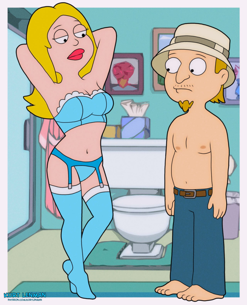 american_dad 胸罩 francine_smith garter_belt jeff_fischer kurt_lenman 内裤 丝袜 诱人的大腿