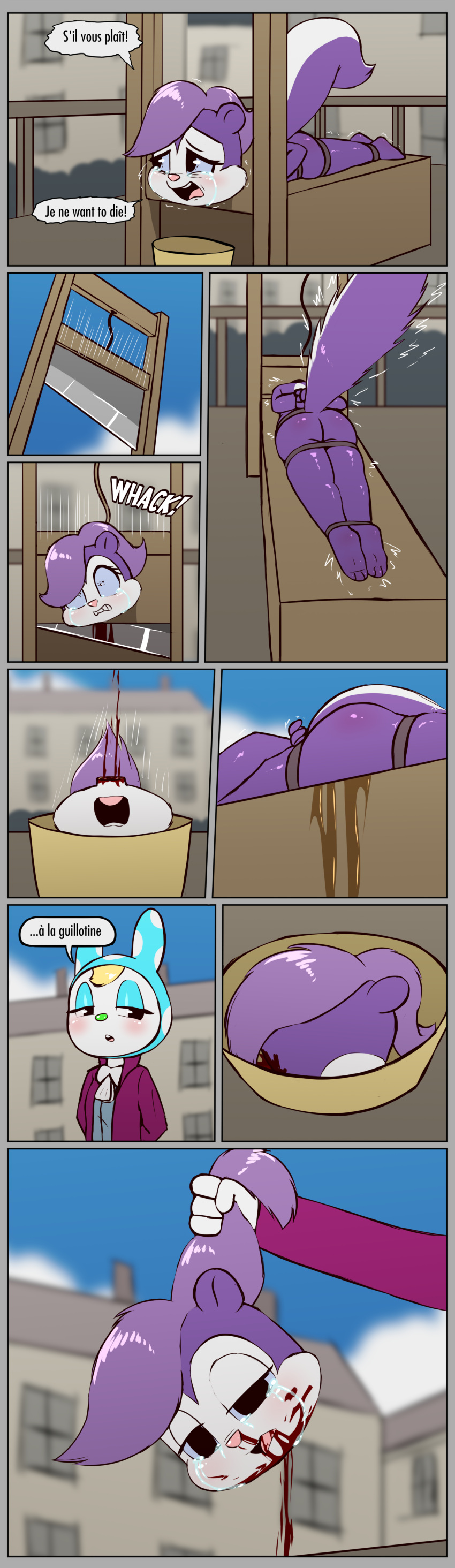 2girls 3_toes 4_fingers 动物交叉 赤脚 斩首 斩首 刀片 bleed_nose 流血 流血_from_mouth 脸红 束缚 兔子 紧握_牙齿 漫画交叉 哭泣 哭泣 哭泣_with_eyes_open 斩首 斩首 对话 数字 e254e 处决 面部_簇绒 女性_统治_女性 fifi_la_fume 蓬松蓬松_尾巴 法国 francine_frensky french_re volution french_text Furry_female Furry_only 血腥断头台 guro lagomorph lagomorph_人形 豹纹哺乳动物 任天堂 鼻子_出血 鼻子_出血 流鼻血 撒尿 撒尿口袋妖怪_（物种） public_execution Purple_fur 害怕_shitless 臭鼬 鞋底 肩带 tiny_toon_adventures tremble_lines 颤抖 warner_brothers