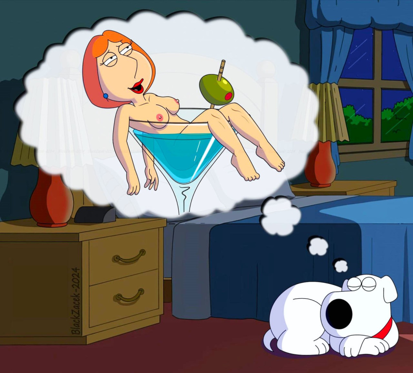 屁股 blackzacek 乳房 brian_griffin 鸡尾酒_玻璃 梦想直立_乳头 family_guy lois_griffin 裸体大腿