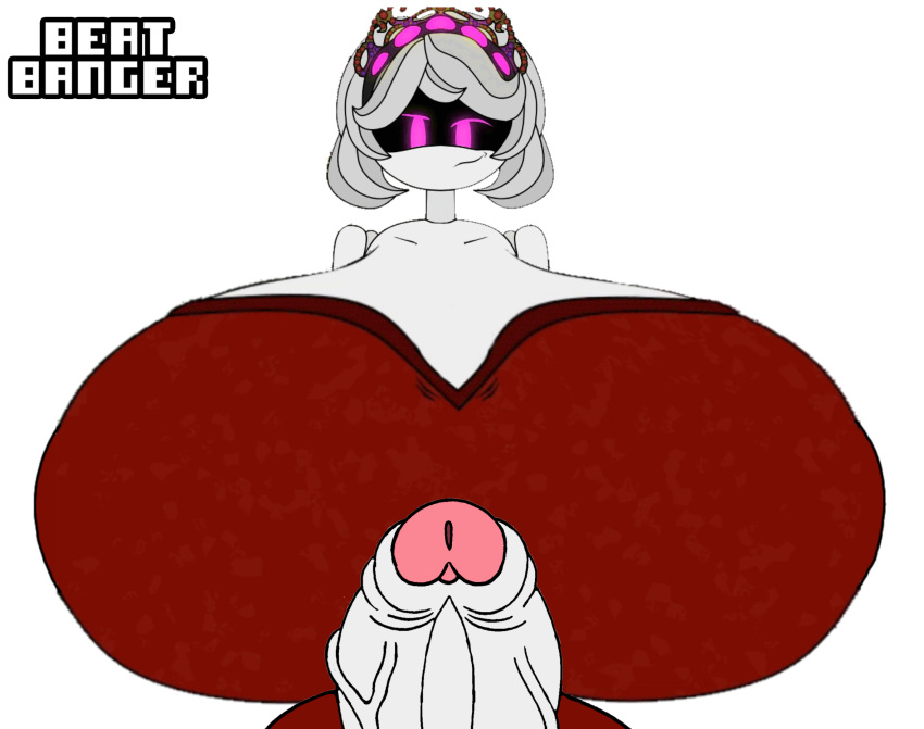 1boy 1futa beat_banger futanari futanari_on_male 巨大的阴茎 巨大的乳房 hypfutalover looking_at_viewer murder_drones tagme v_(murder_drones)