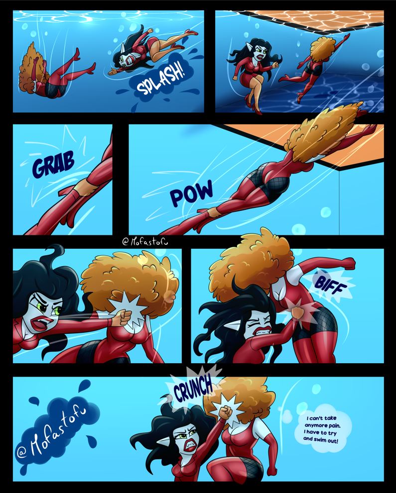 2girls 屁股 乳房 cartoon_network 打斗 漫画 溺水 女性 female_only 打斗 口红 mofastofu 游泳池 powerpuff_girls sara_bellum 场景解读 sedusa 游泳 水下 水