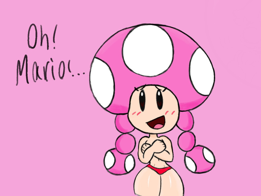 1girl ai_will_never_replace_human_made_art nintendo nude Speech_bubble super_mario_bros. text toadette