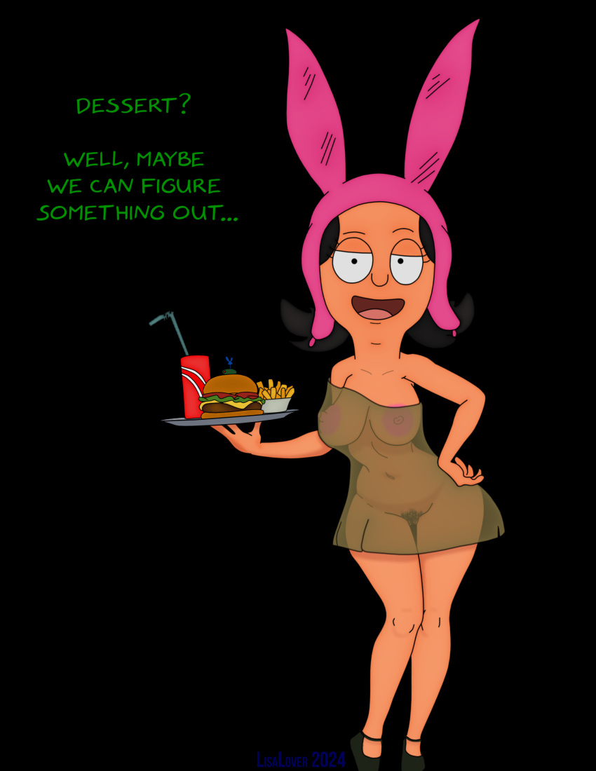 大乳房 bob's_burgers 食物 汉堡包 大乳晕 lisalover louise_belcher 站立 透明衣服