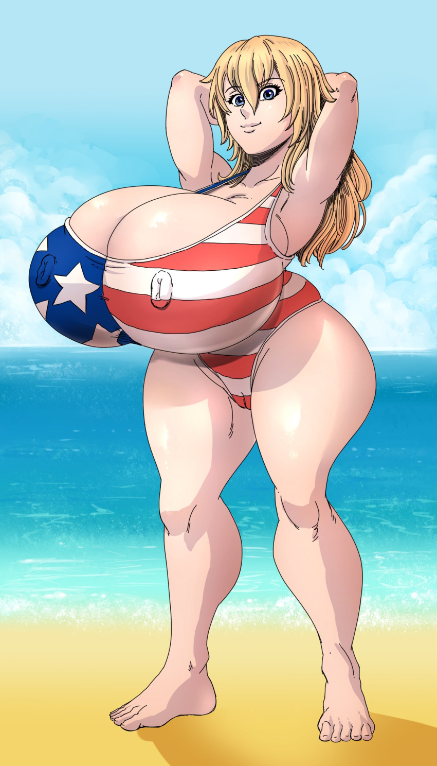 1girl 2022 american_flag_bikini american_flag_swimsuit 腋窝 手臂后面 屁股 赤脚 海滩 金发 蓝眼睛 booty_calls 乳房 骆驼趾 佣金 commissioner_upload 勃起乳头 巨屁股 巨乳 大屁股 大乳房 长发 看着观众 成熟 成熟女性 成熟女人 熟女 乳头 乳头透过衣服可见 nutaku 连体泳衣 阴部 微笑 泳衣 粗大腿 大腿 twisteddragonart 阴道 宽臀 zoe_(booty_calls)