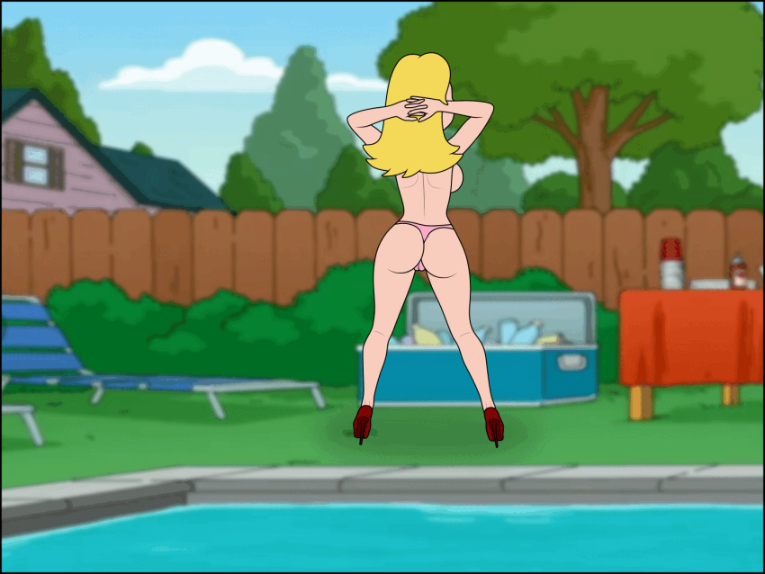 american_dad 动画 屁股 比基尼 比基尼泳装 金发 金发女郎 乳房 舞者 跳舞 francine_smith gif 泳池 sexfightfun 条纹 脱衣舞 挑逗 裸露上身