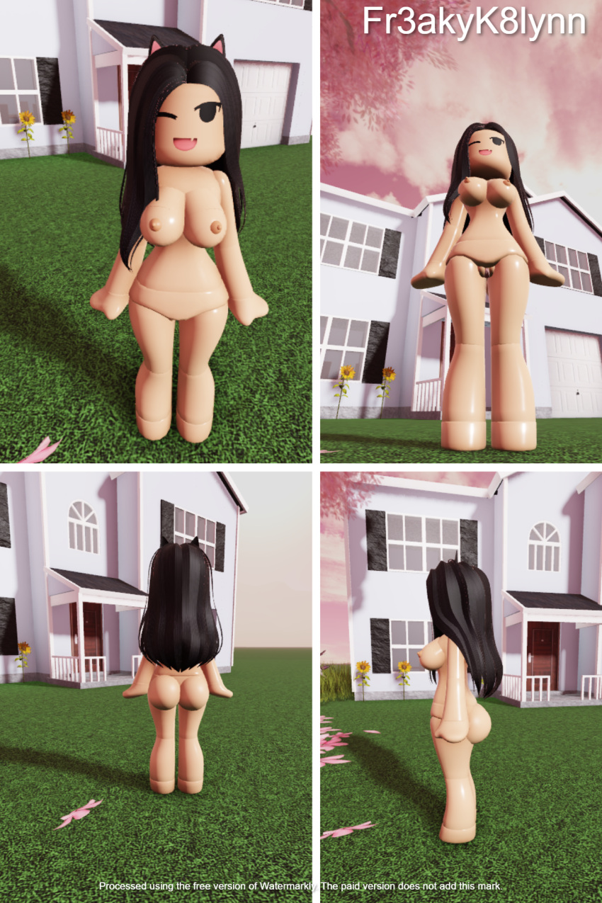 1girl 屁股 black_eyes black_hair 乳房 cat_ears chibi_doll_(avatar) 拼贴不同的 different_angle hourglass_figure house Kaitlynn_(fr3akyk8lynn) pussy pussy_lips roblox roblox_avatar roblox_studio robloxian 站立标签me winking_at_viewer