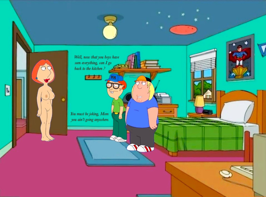 大乳房 克里斯_格里芬 编辑 直立乳头 family_guy lois_griffin 裸体 剃光阴部 大腿