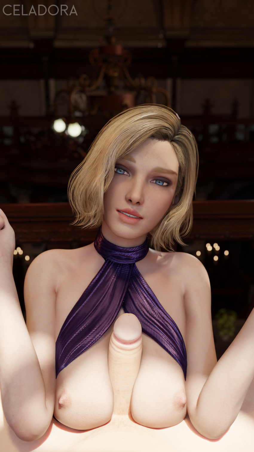 1girl bandai_namco big_breasts 金发碧眼的 头发 乳房 celadora 摩洛伊斯兰解放阵线 namco namco_bandai nina_williams paizuri pov 铁拳 tekken_8 twitter