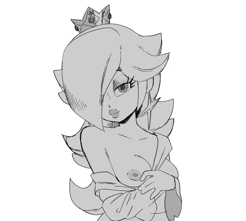 1girls 乳晕乳房 inkershikelooking_at_viewer mario_(series)medium_breasts 单色乳头 rosalina