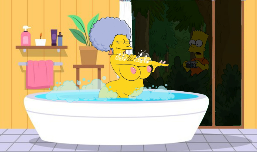 bart_simpson 洗澡 浴室 big​​_breasts bubbles 裸体 patty_bouvier 间谍 the_simpsons 洗衣服