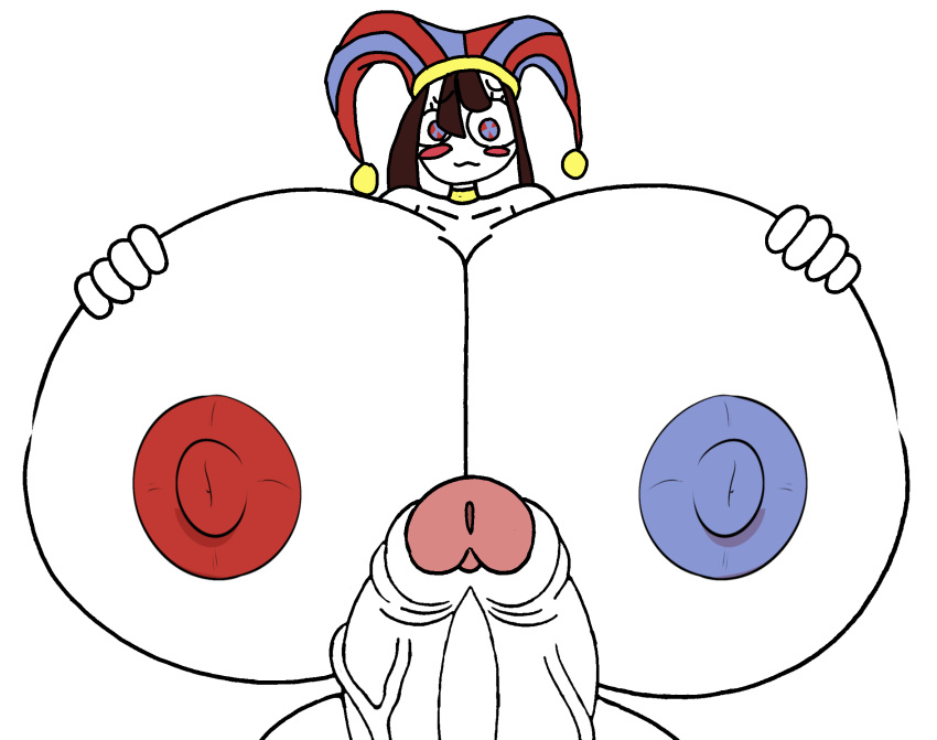 1futa areolae bearfan7634 big_breasts futanari 巨大的公鸡 hyper_breastslooking_at_viewer 乳头 阴茎 pomni smile_at_viewer 独奏 Solo_futa the_amazing_digital_circus