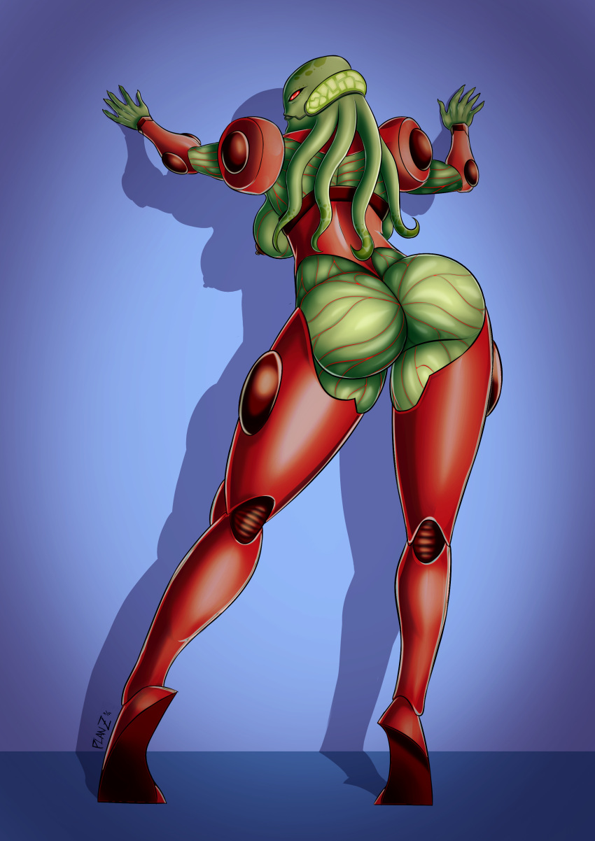 1girl 1girls 外星人 Alien_girl 屁股 ass_focus ass_up 后 back_view ben_10 big_ass big_breasts 乳房 cartoon_network 头足类动物 chimera_sui_generis female_only green_body green_skin humanoid Legwearlooking_at_viewer myaxx 乳头 planz34 red_eyes red_legwear red_nipples round_ass smooth_skin alone_female tentacle_hair