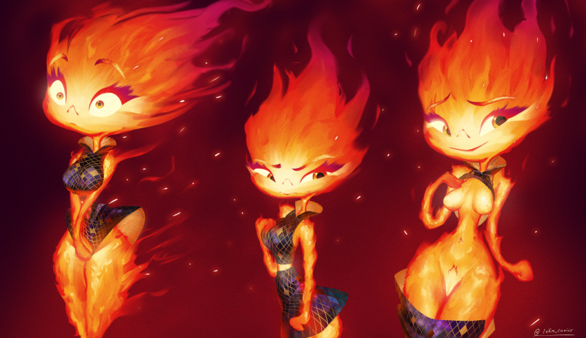 乳房 Coolinker elemental_(pixar) ember_lumen 火闪烁 inker_comics inkershike 乳头 Partial_nude 阴毛 猫
