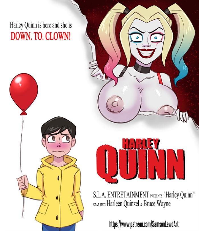 蝙蝠侠_（系列） 乳房 小丑 clown_girl dc_comics 万圣节 harley_quinn 乳头 模仿 samson_00