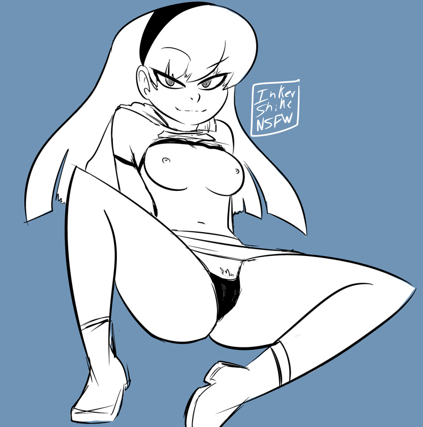 1girl 2d 2d_(图稿) 2d_图稿背景 金发女郎 头发 蓝色背景 乳房 斗篷 dc_comics dcau drpizzaboi 女性 微笑 inkershike kara_zor-el 长发 看着观众 单色乳头 内裤 阴毛 衬衫 衬衫 举起衬衫 鞋子 简单背景 坐着 微笑 微笑着观众 超级少女 超级英雄 超人_(系列)